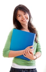 Woman with a Welcome Folder