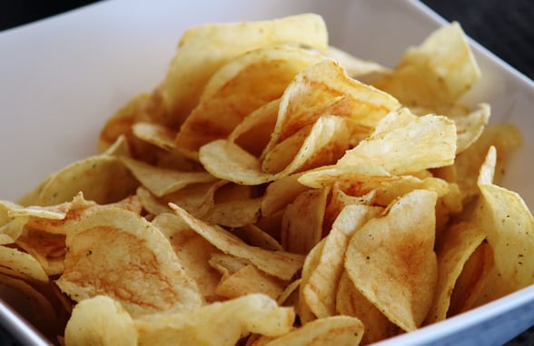 Bowl of chips for snack