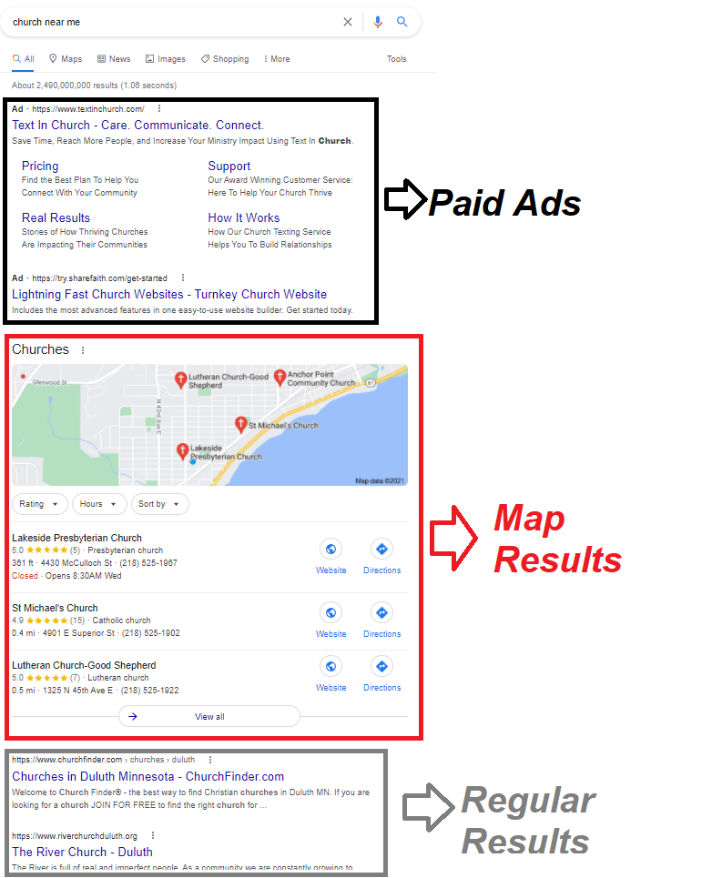 Church Marketing Strategies- Google Results Screenshot