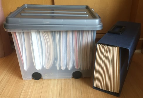 Church Financial Records in Plastic Container