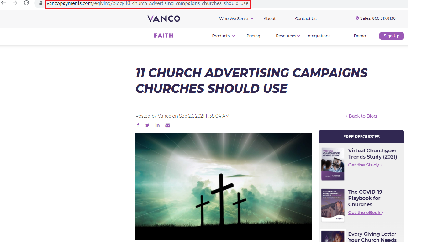 Church Marketing Blog - URL Screenshot
