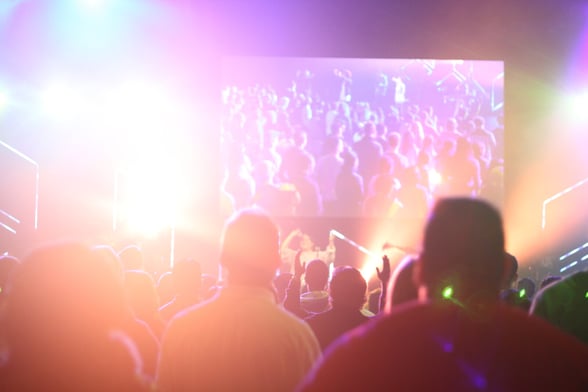 Church stage with worship team