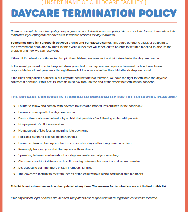 Daycare-Termination-Policy-PDF-Screenshot
