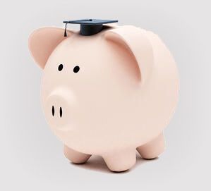 Education piggybank isolated over a white background