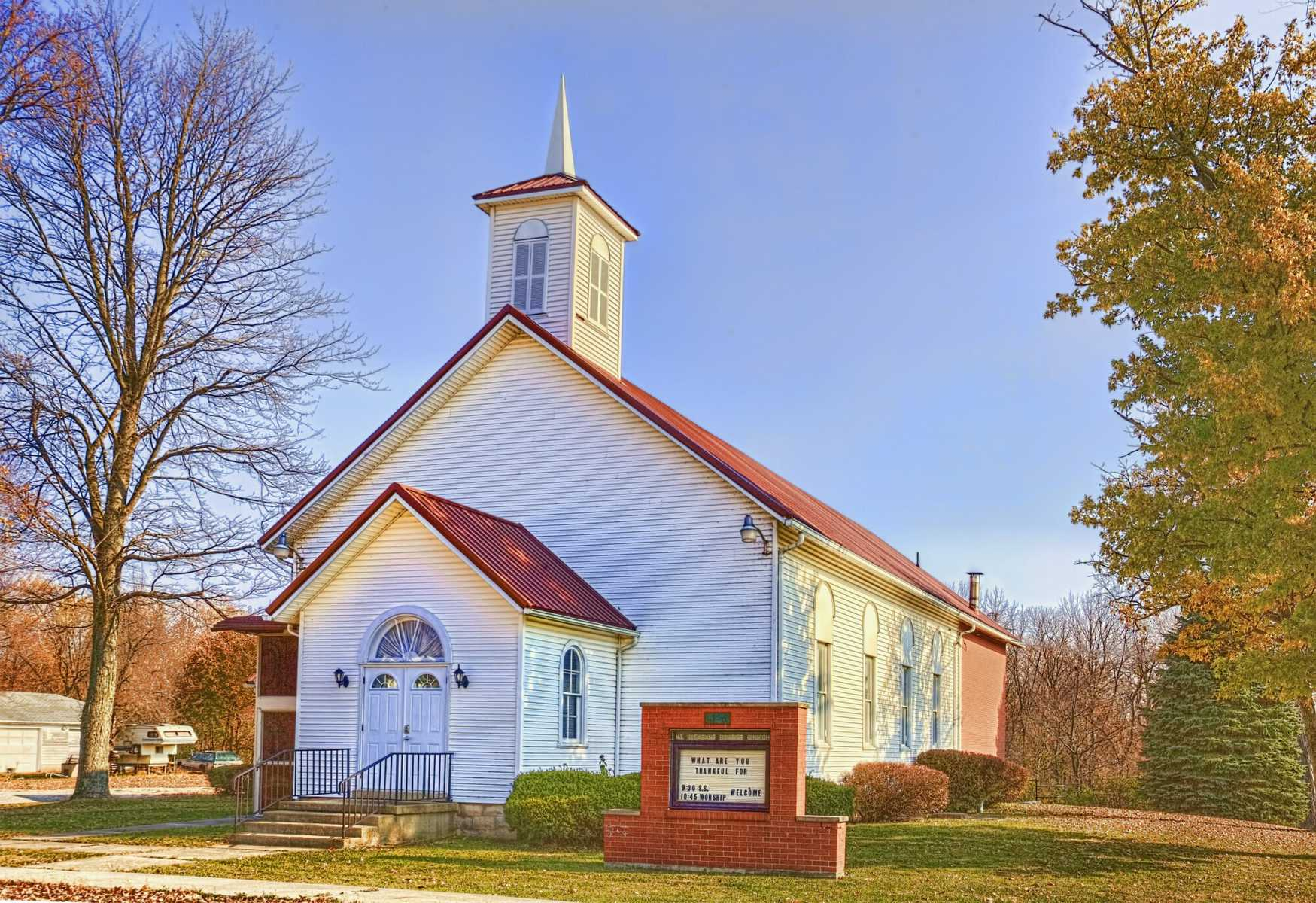 Exterior of Church in Fall