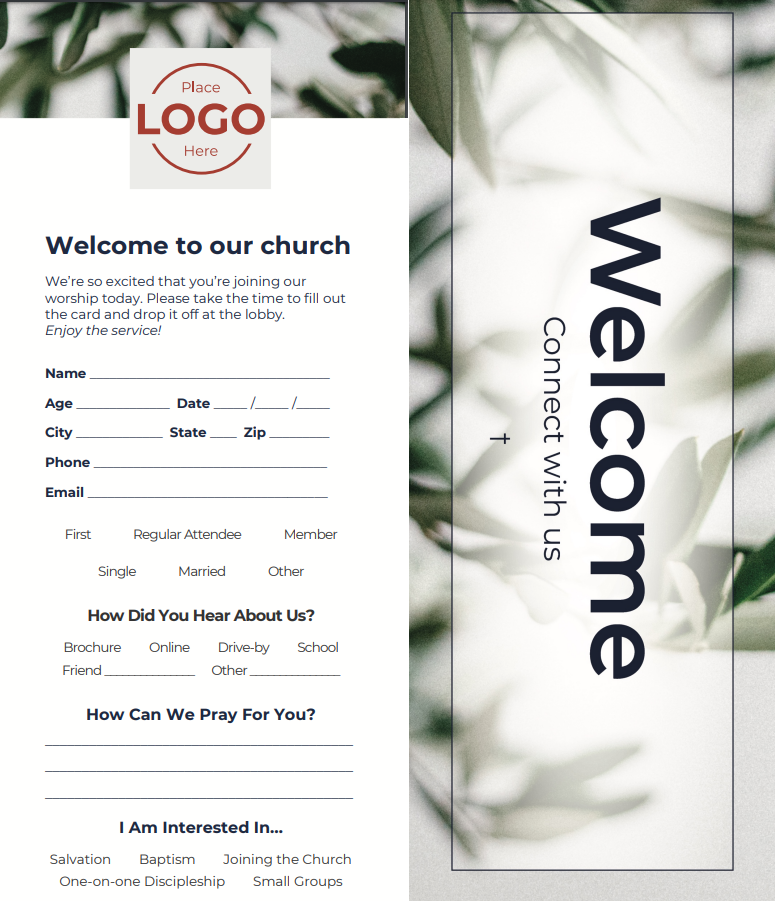 Formal Church Connection Card Sample A