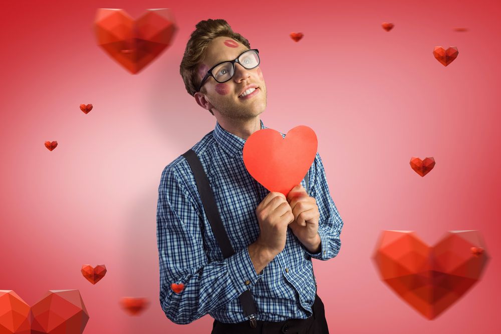 Geek With Valentine's Card - Church Bulletin Board Idea
