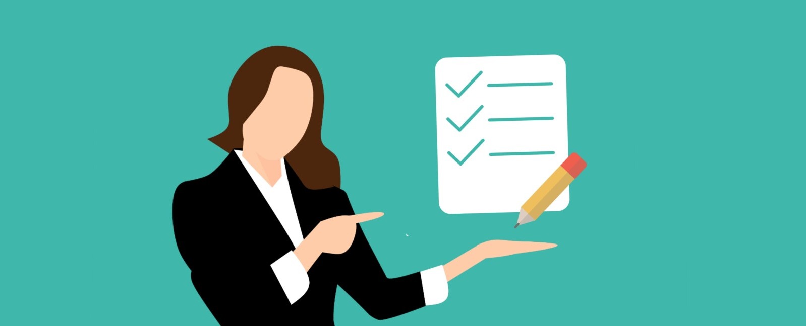 Graphic of a Woman Accountant with a Checklist