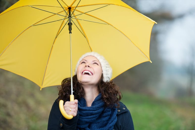 Church Hospitality Ministry - Woman with Yellow Umbrella