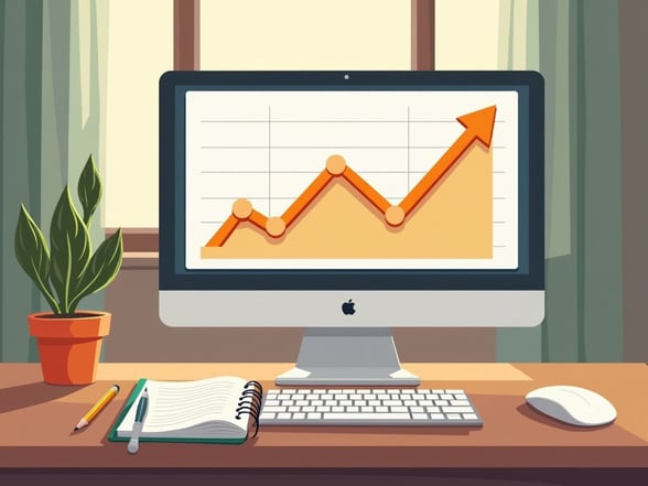 Illustration of a computer showing a graph that represents fundraising best practices
