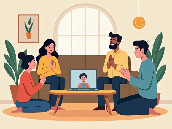 Illustration of a group of people during a prayer meeting