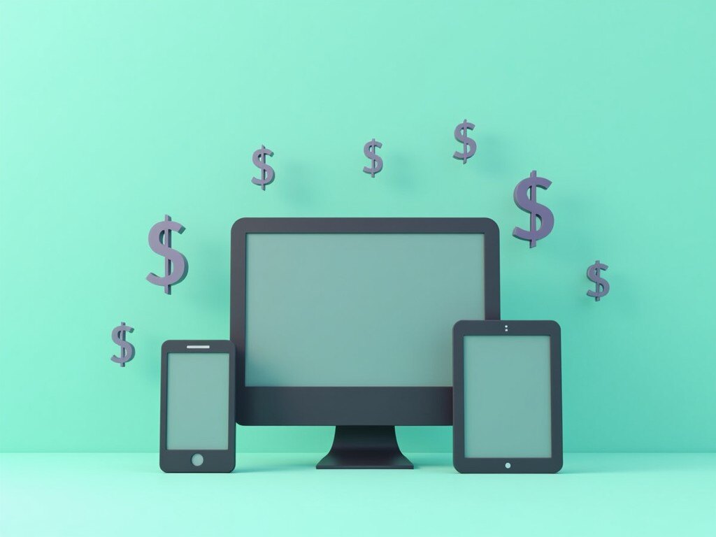 Illustration of a laptop, phone, and tablet with money symbols - representing effective fundraising strategies
