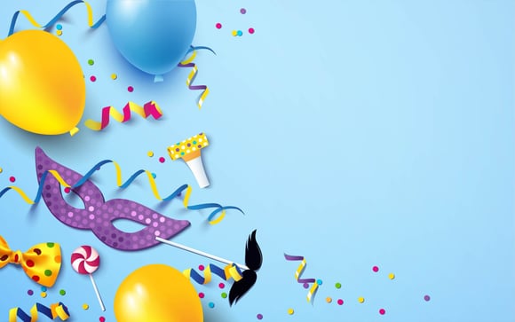 Illustration of balloons and confetti for a carnival