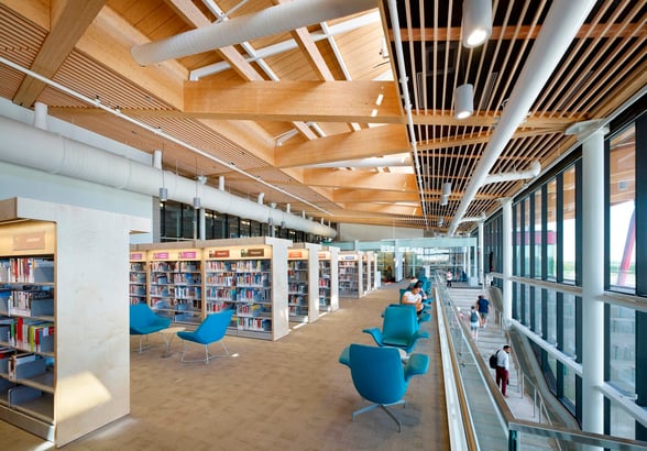 Image of a school library, where a fundraiser is going to happen