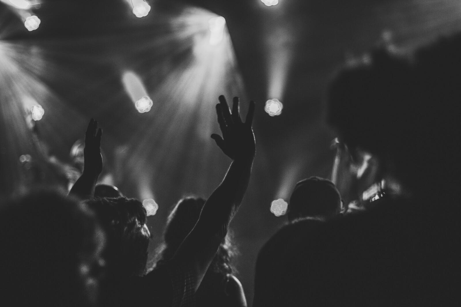 Image showing church members raising their hands up during worship service