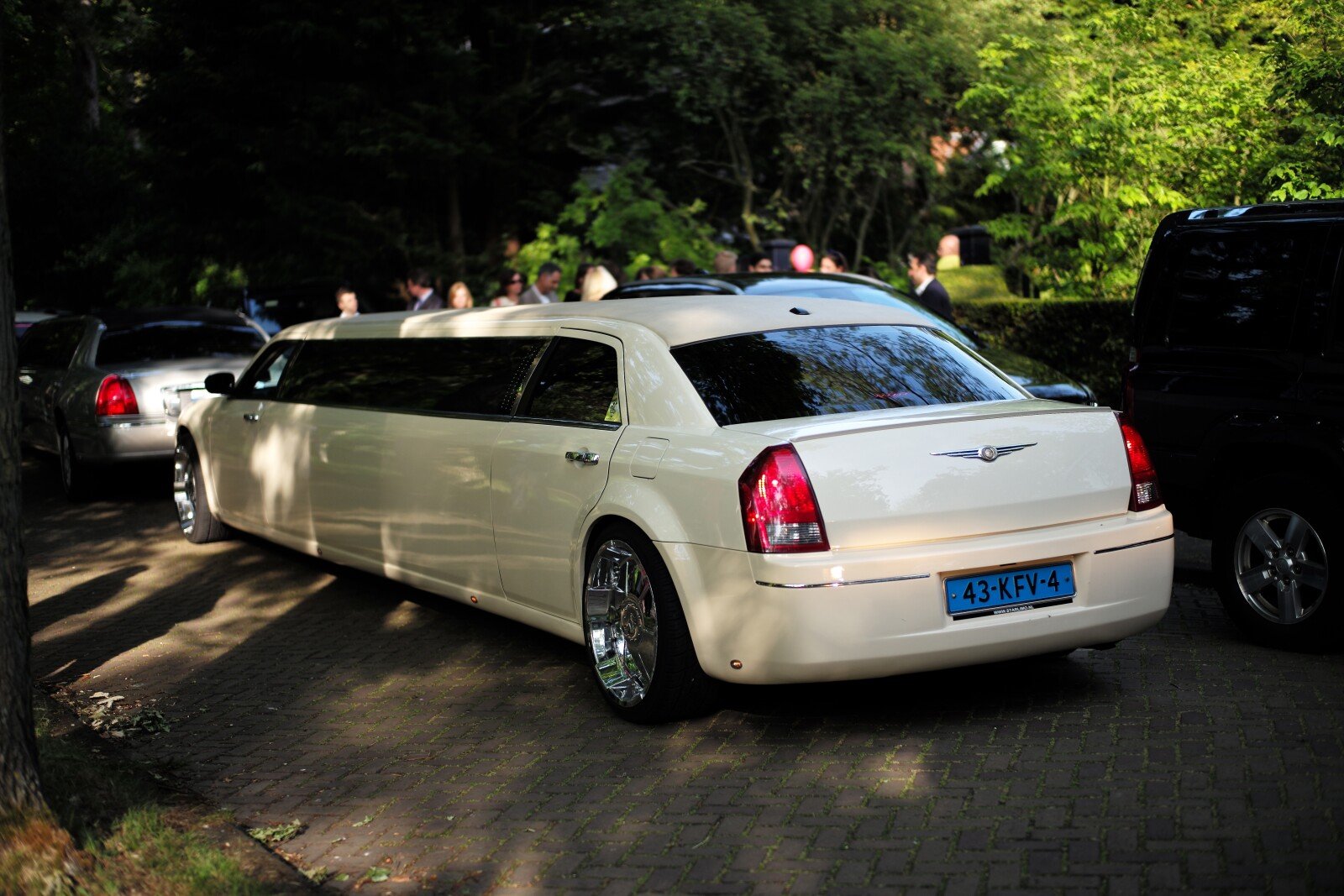 Limo Outside of School Prom