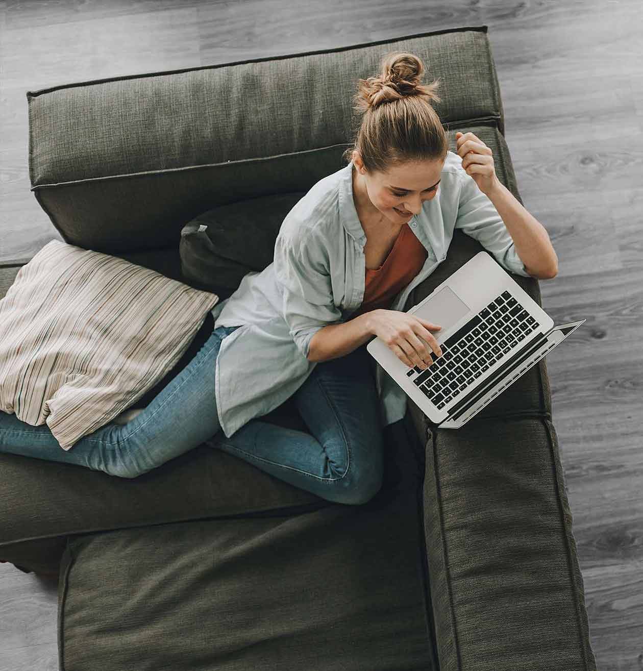 woman at home on computer