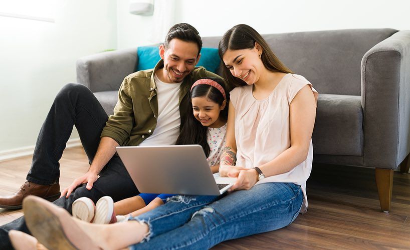 family on laptop
