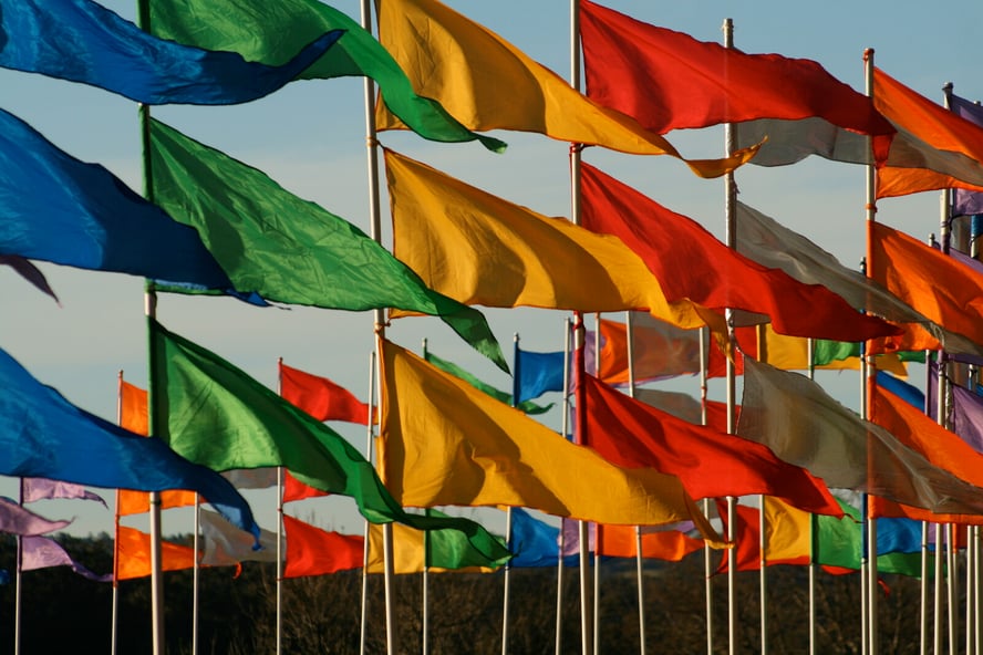 Multi-Colored Flags Flying