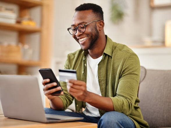 Church member giving an online donation to church