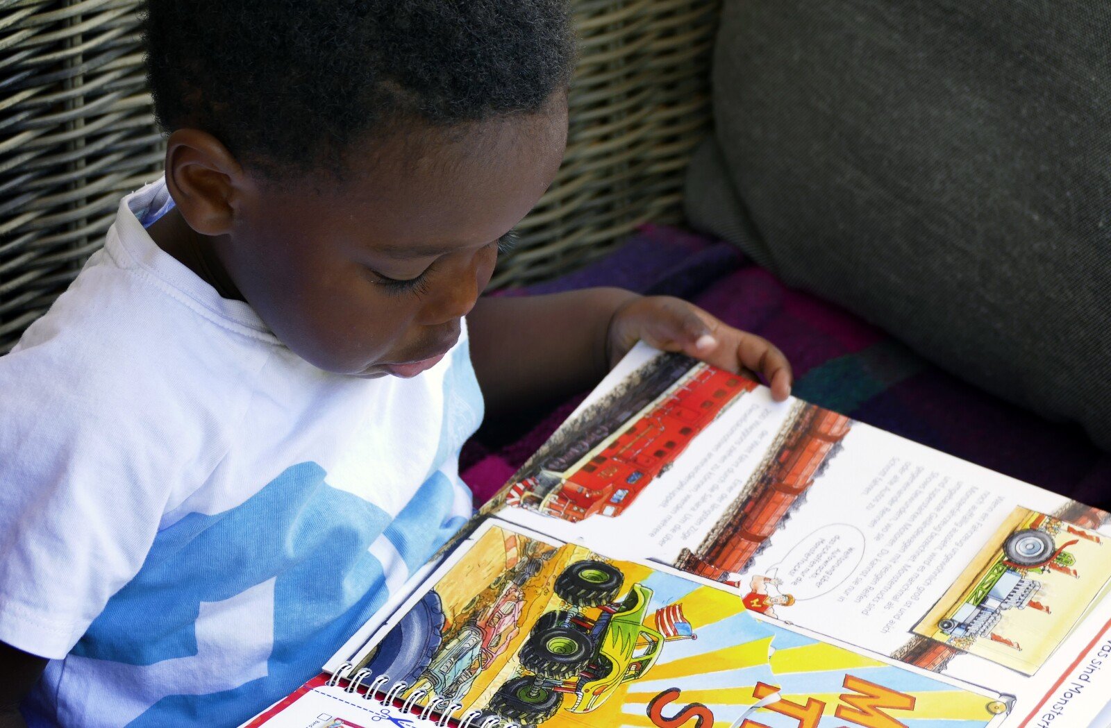 Preschool Boy Doing a Reading Activity
