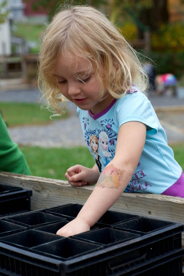 Preschool Girl Doing an Outdoor Gardening Activity