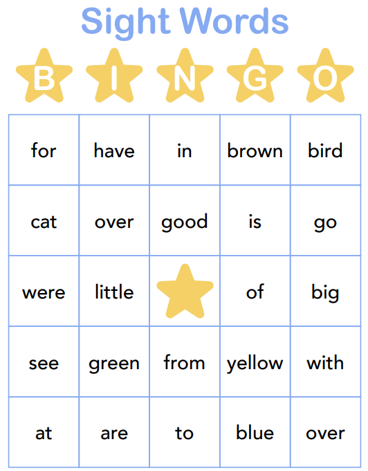 Preschool Sight Words Bingo Cards-1