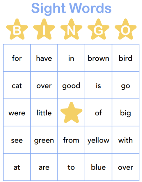 Preschool Sight Words Bingo Cards-1