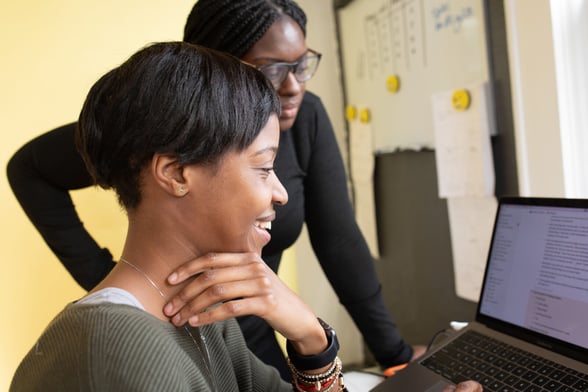 School office workers figuring out school budget