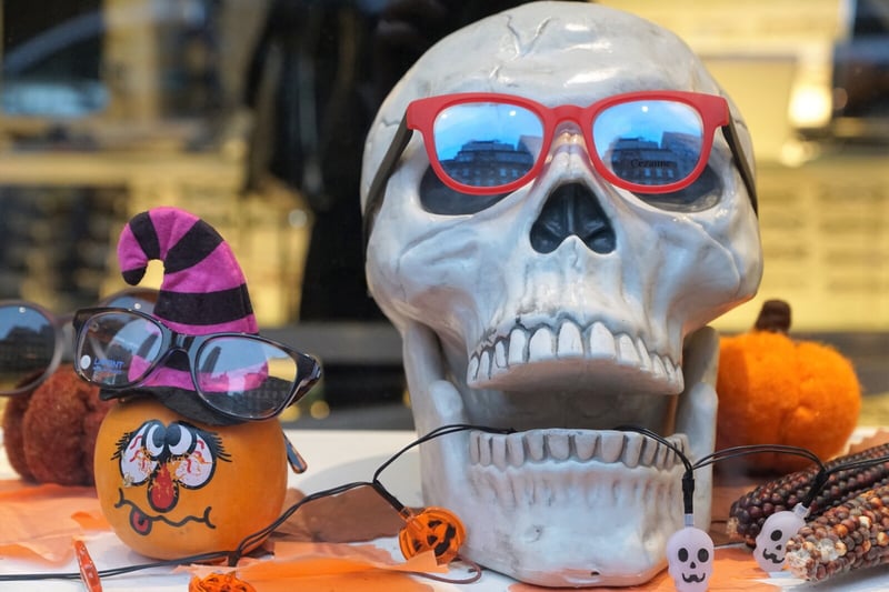 Skull and Pumpkin on Folding Table at Church