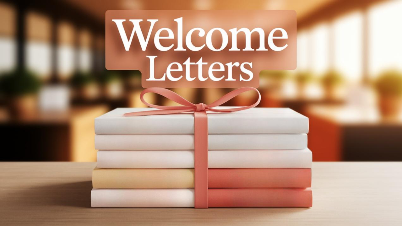 Stack of Welcome Letter Books Wrapped in a Ribbon