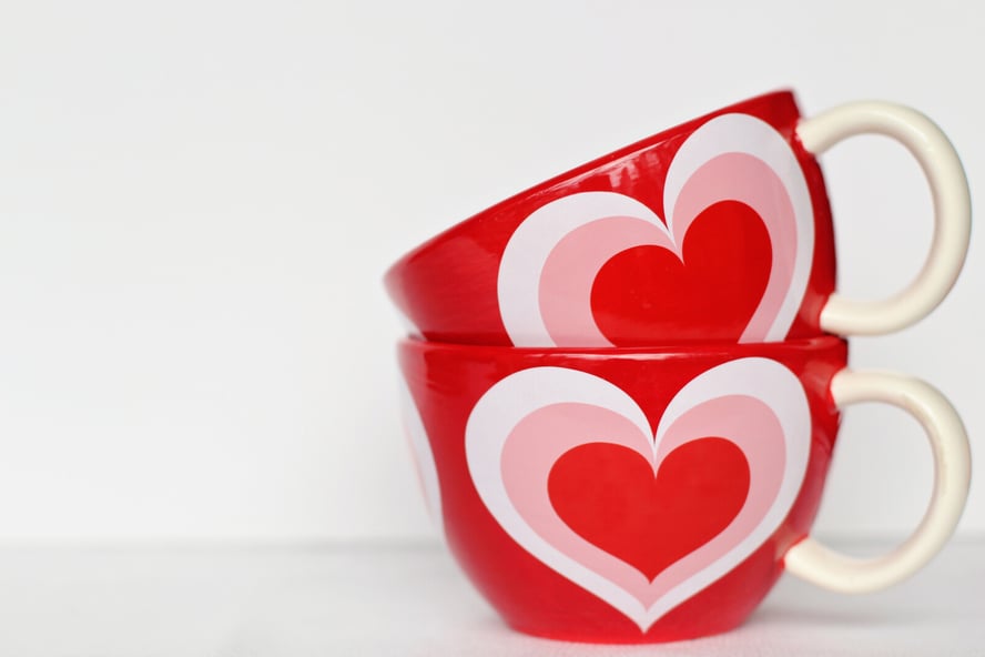 Valentines Day Coffee Cups Stacked Together