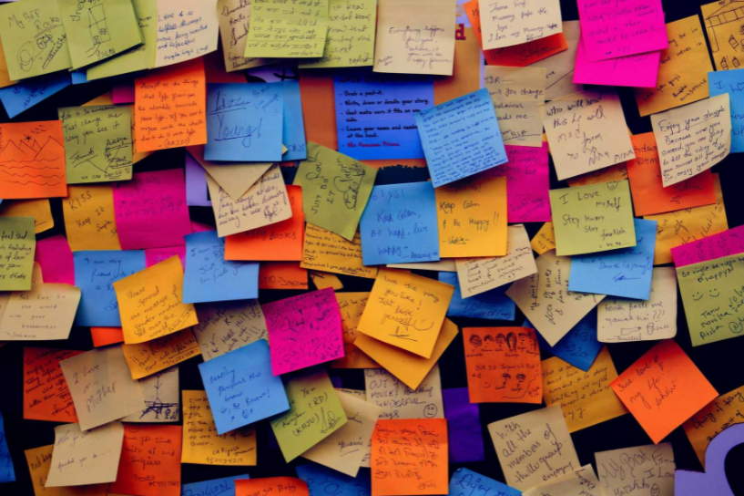 Wall of Postits - Church Bulletin Announcement Guide Blog