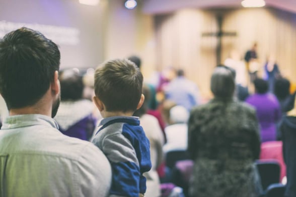Church Ministry - Man & Child & Congregation