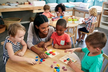 teacher and students at child care centerf