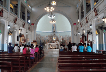 Church Sanctuary with Congregation in pews