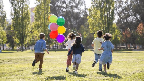 kids running field