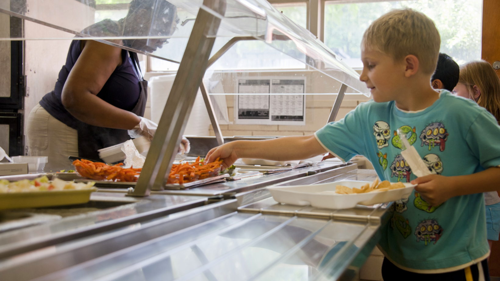 school lunch line