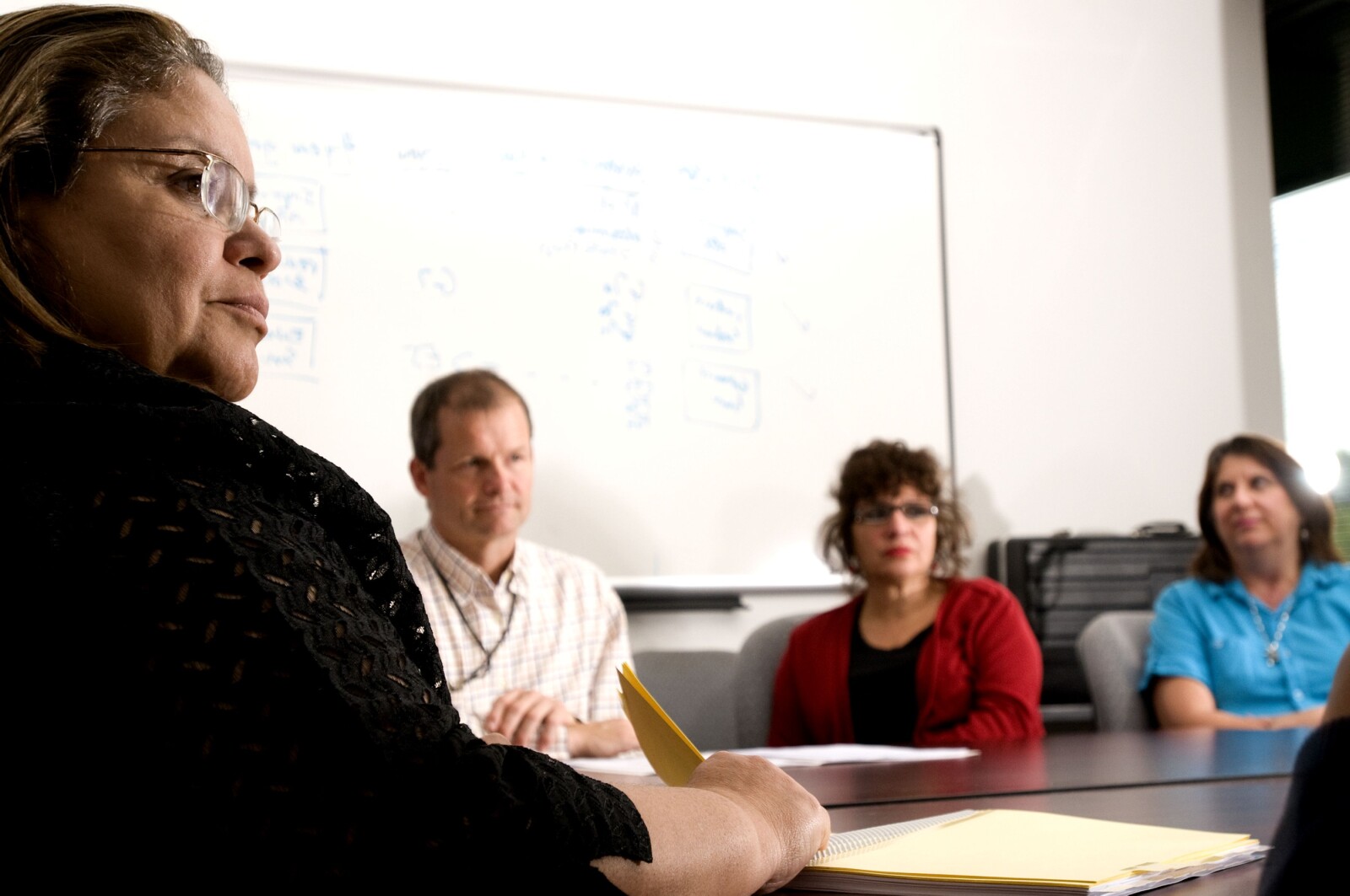 A schools financial team discussing which financial software for their school to use