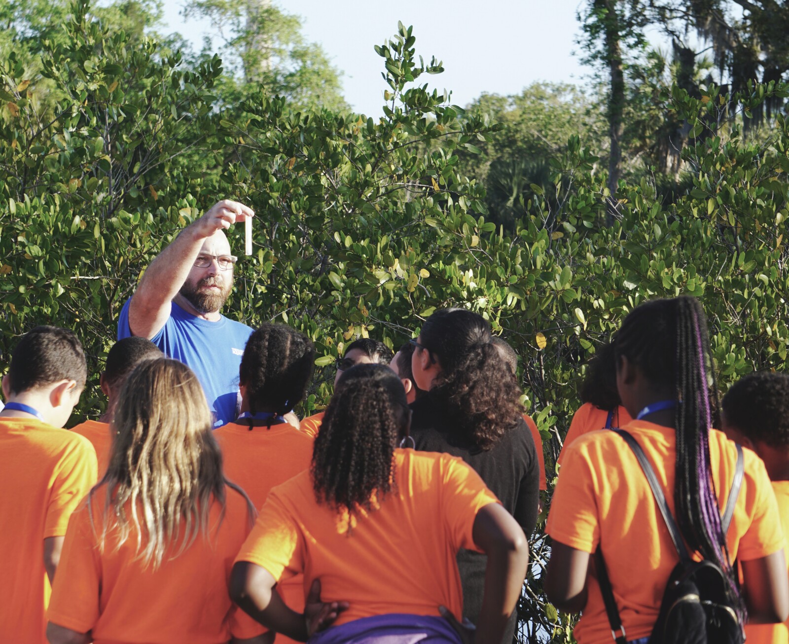 Group of students during an outdoor school fundraiser