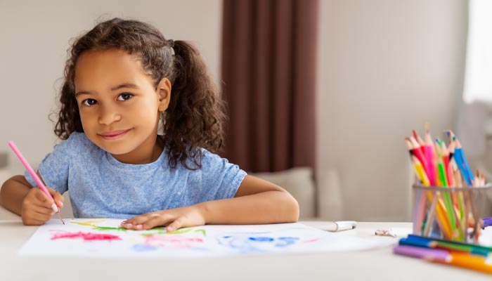 child drawing self portrait