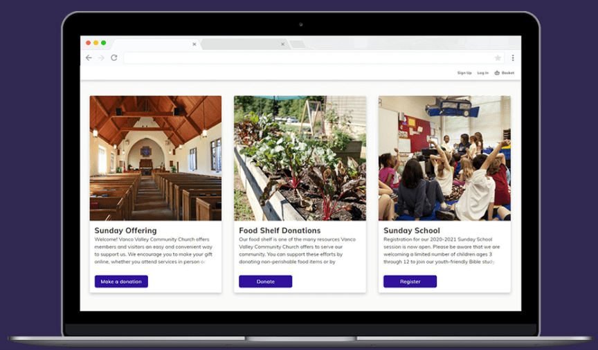 Online Church Giving Page with Funds