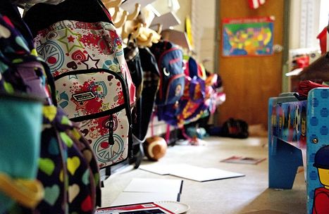 backpacks in daycare classroom