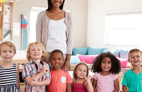 daycare teacher with students