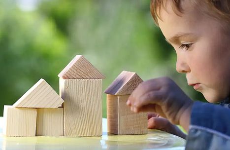 child playing with blocks